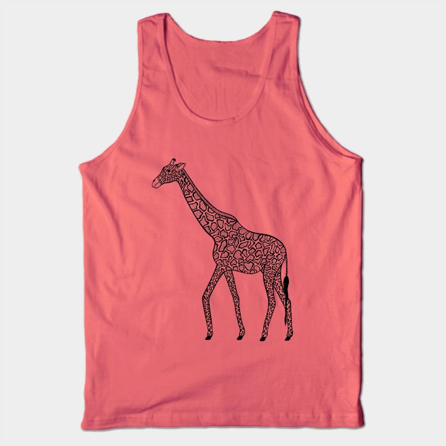 Nubian Giraffe Ink Art Design - cool animal art - light colors Tank Top by Green Paladin